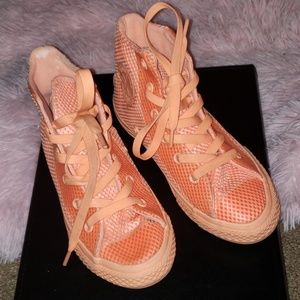 Girls bright orange converse shoes